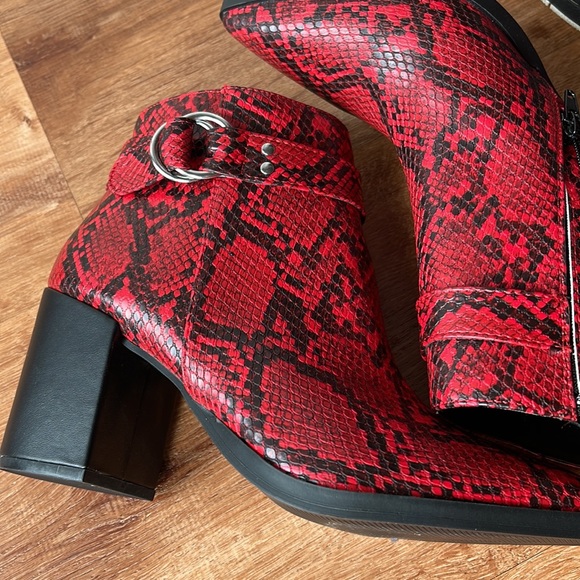 Red Snakeskin Booties - Picture 4 of 4